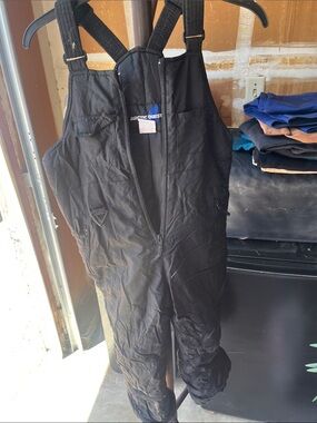 Kids Black Insulated Snow Bibs with Adjustable Straps